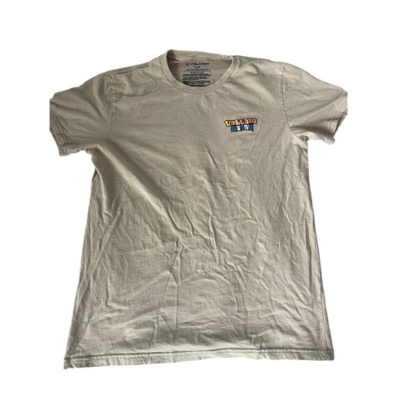 Volcom Beige Stone Short Sleeve Crew Neck Graphic T-Shirt Men's Size Medium - Picture 2 of 5